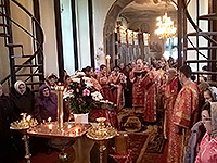 В день памяти великомученика Димитрия Солунского митрополит Орловский и Болховский Антоний совершил Божественную литургию в храме святого Димитрия Солунского города Дмитровска. 8 ноября 2016 г.