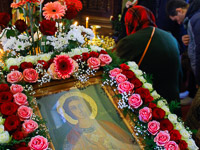 В день памяти великомученика Димитрия Солунского митрополит Орловский и Болховский Антоний совершил литургию в храме великомученика Димитрия Солунского города Дмитровска. 8 ноября 2017 г.