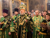 В канун праздника Входа Господня в Иерусалим (Недели ваий), митрополит Орловский и Болховский Антоний совершил всенощное бдение в Свято-Троицком храме Орла. 31 марта 2018 г.